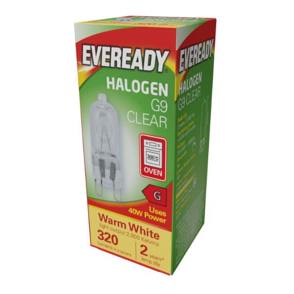 EVEREADY G9 CLEAR HALOGEN 40W OVEN CAPSULE